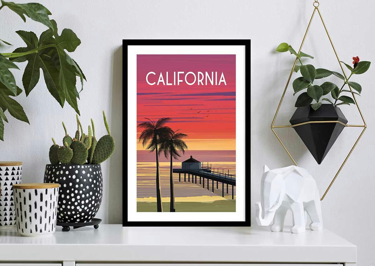 - Affiche ville voyage California dream avec cadre noir 60x90cm
