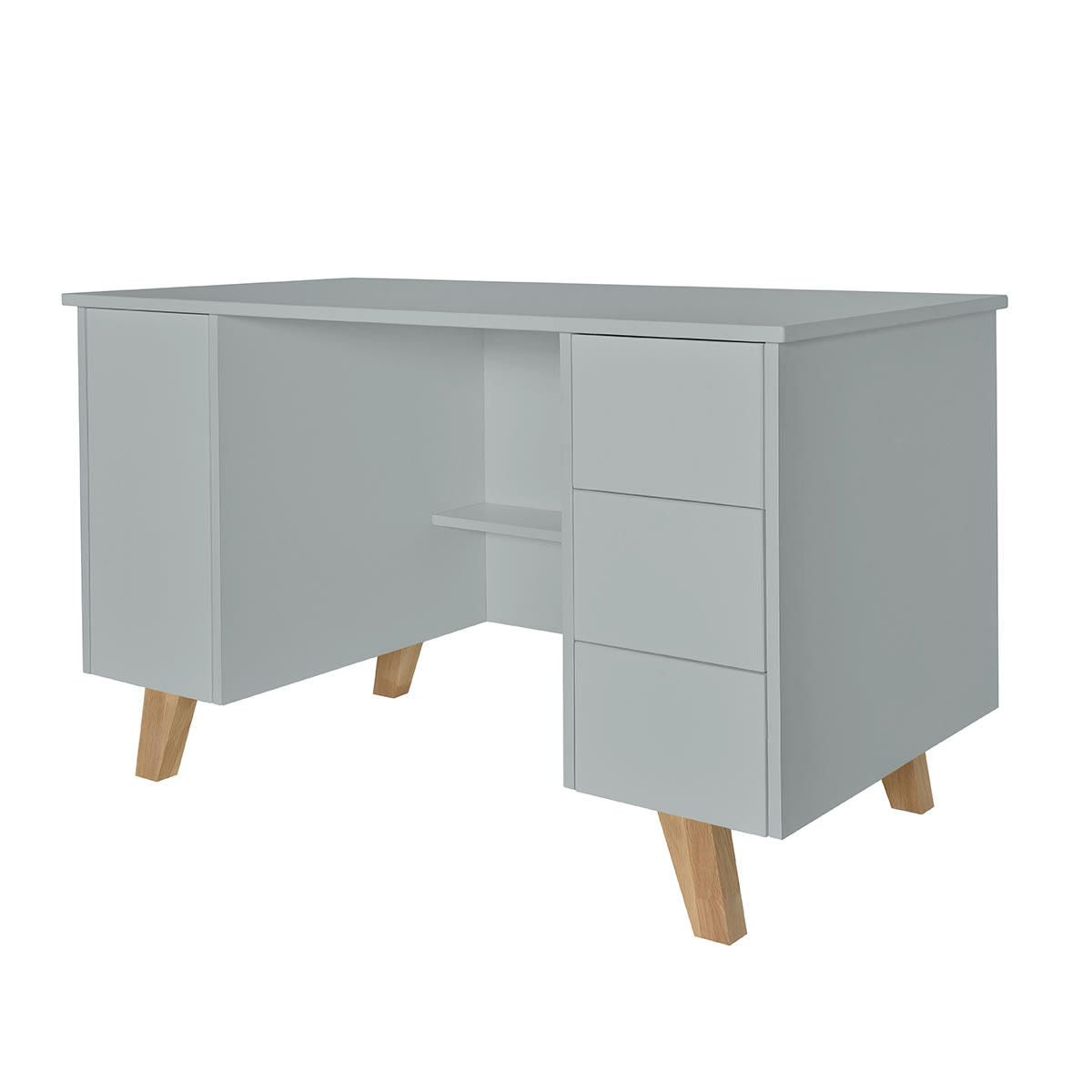 ZARA - Bureau 3 tiroirs 1 porte gris