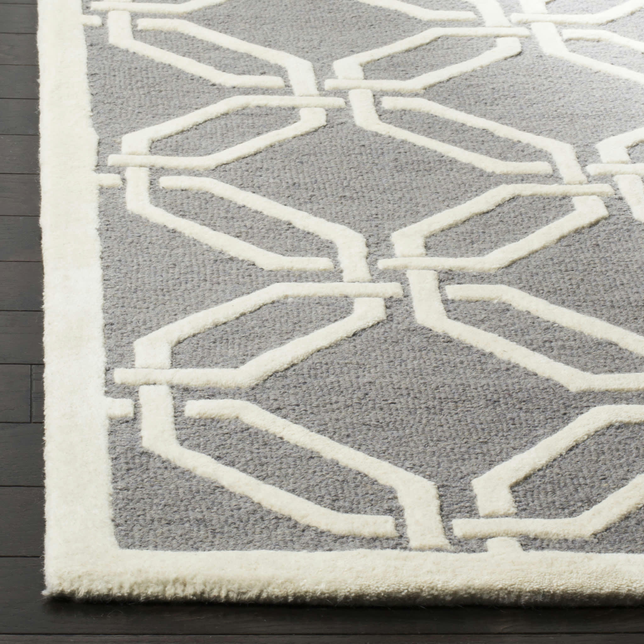 CAMBRIDGE - Tapis de salon interieur en  gris fonce & ivoire, 152 x 244 cm