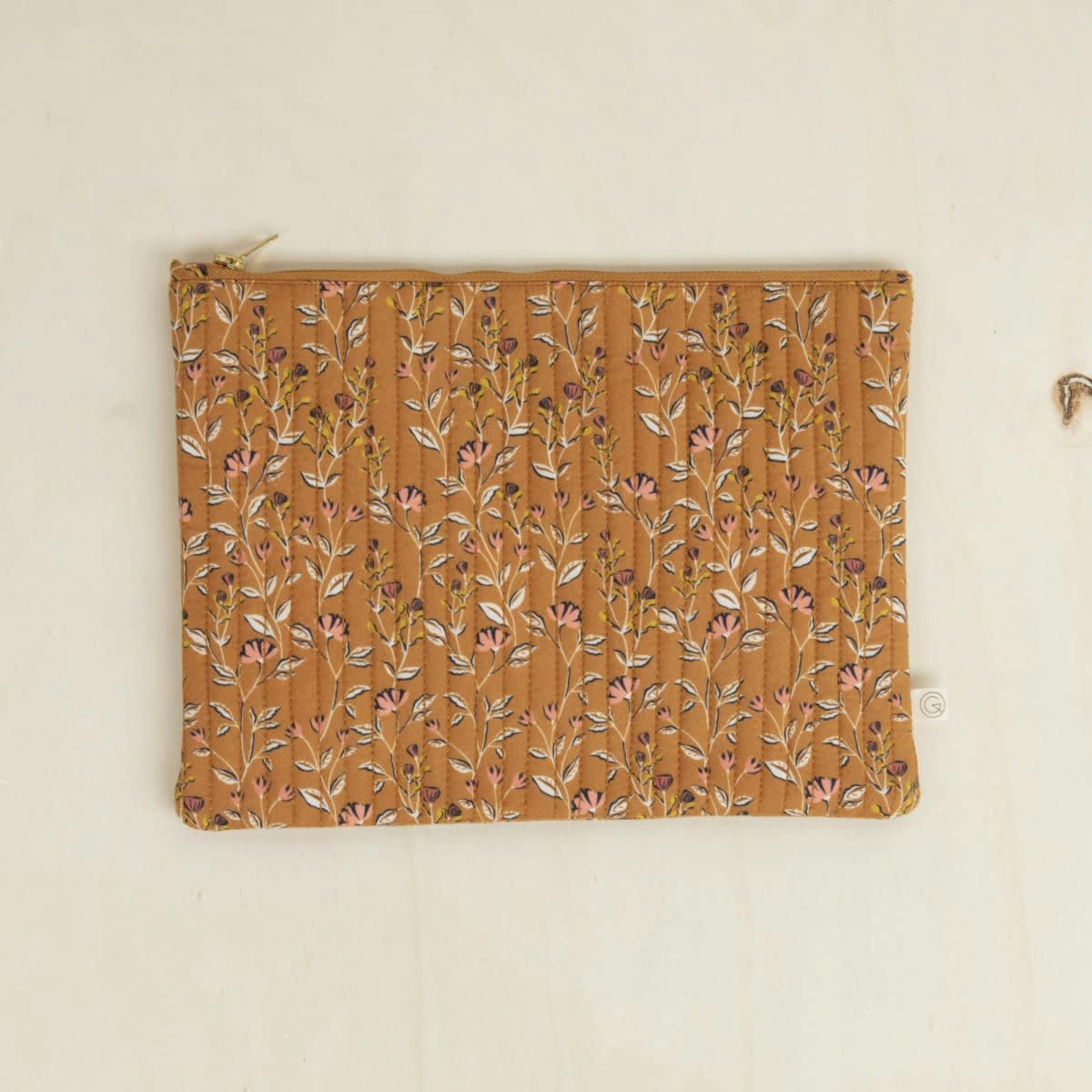 MAINTENANT - Grande pochette en coton imprimé fleuri marron