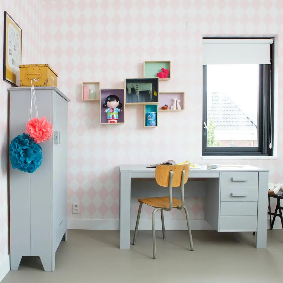 WOOOD Dennis Bureau - Grenen Geborsteld - Betongrijs - 74x141x59