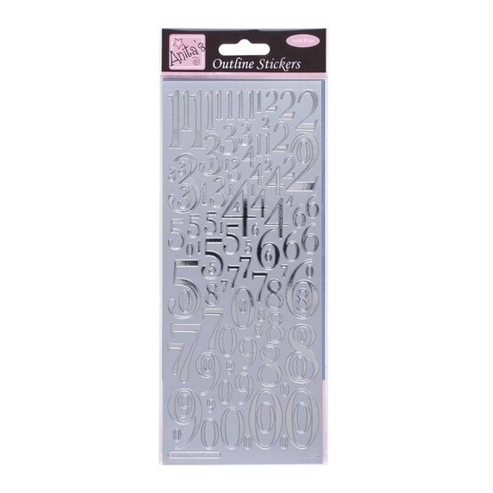 Anita's Mixed Silver Number Outline Stickers