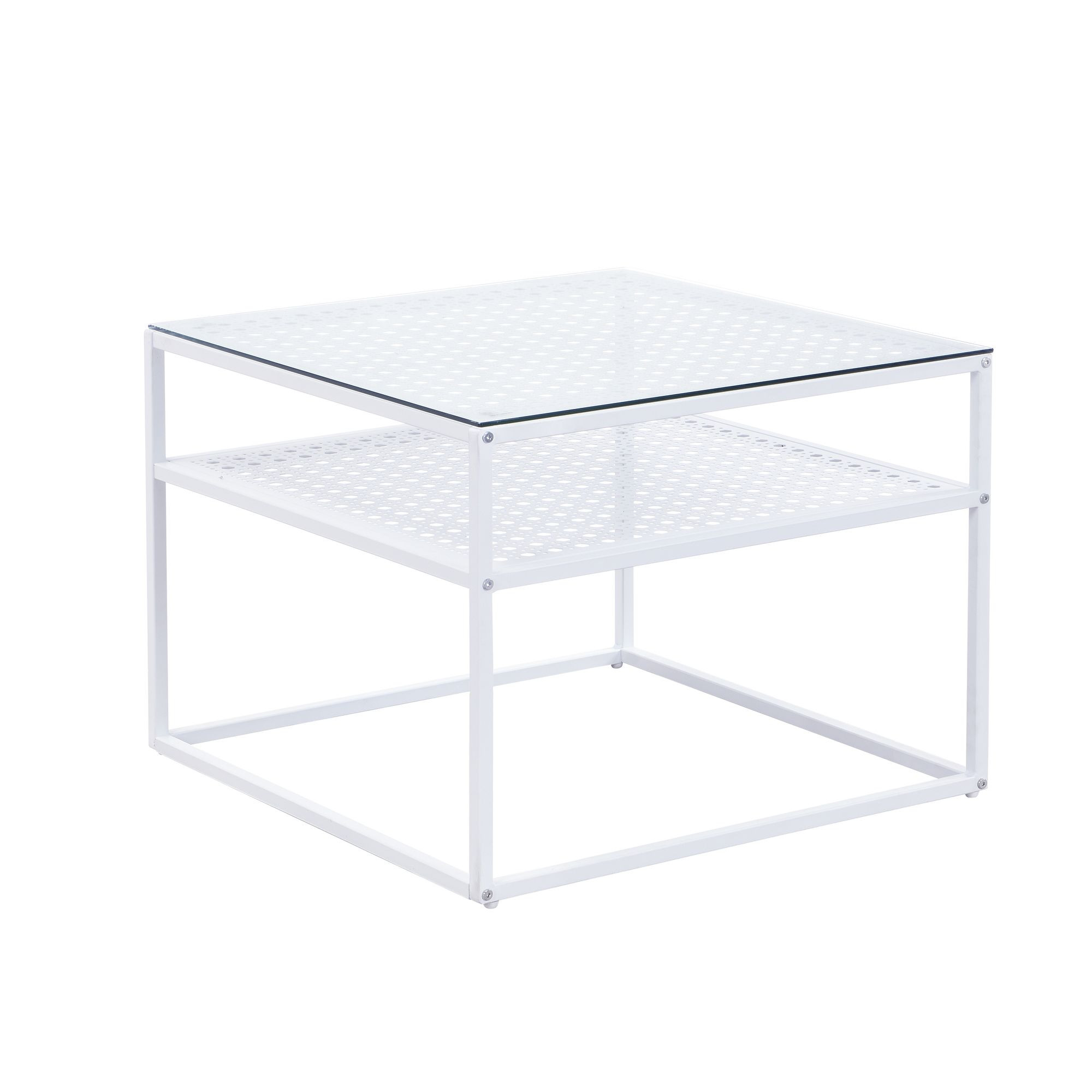 Stolik kawowy ze szkła i metalu 60x60x45 cm kwadratowy stolik do salonu