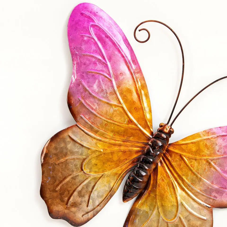 Anna's Collection Tuindecoratie vlinder - roze - 44 x 32 cm