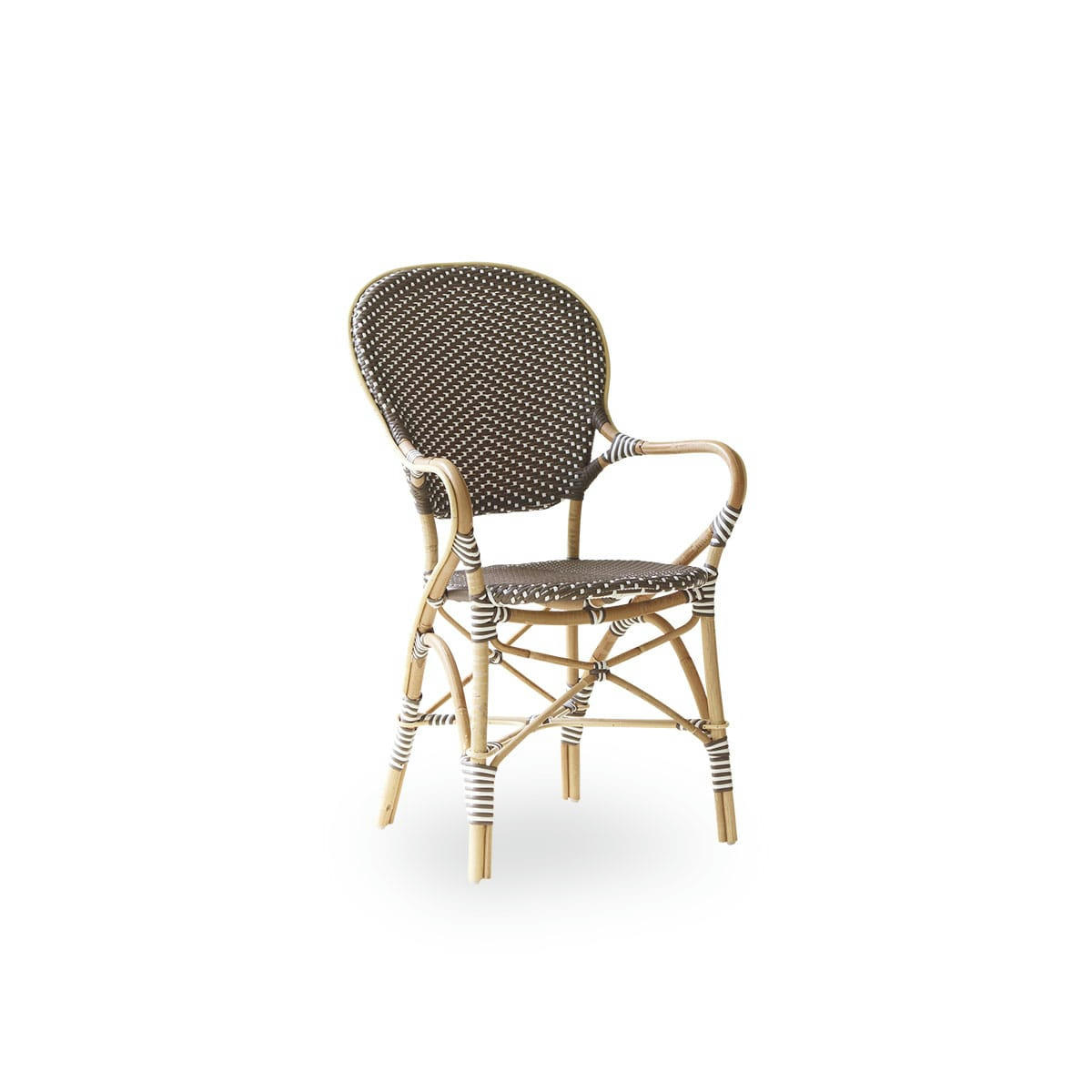 ISABELLE - Chaise repas empilable rotin et fibre synthétique cappuccino