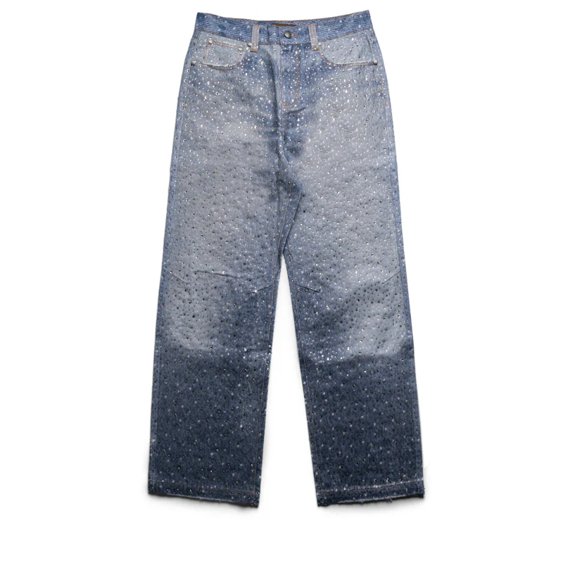 Birth Of Royal Child 3D Printing Washed 20K Swarovski Diamond Boro Denim - Blue
