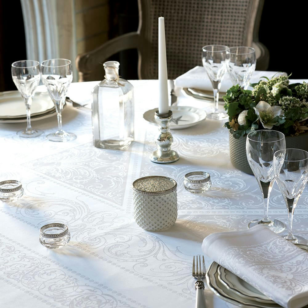 ALEXANDRINE NEIGE - Nappe antitache déperlant pur coton bio blanc 174X364