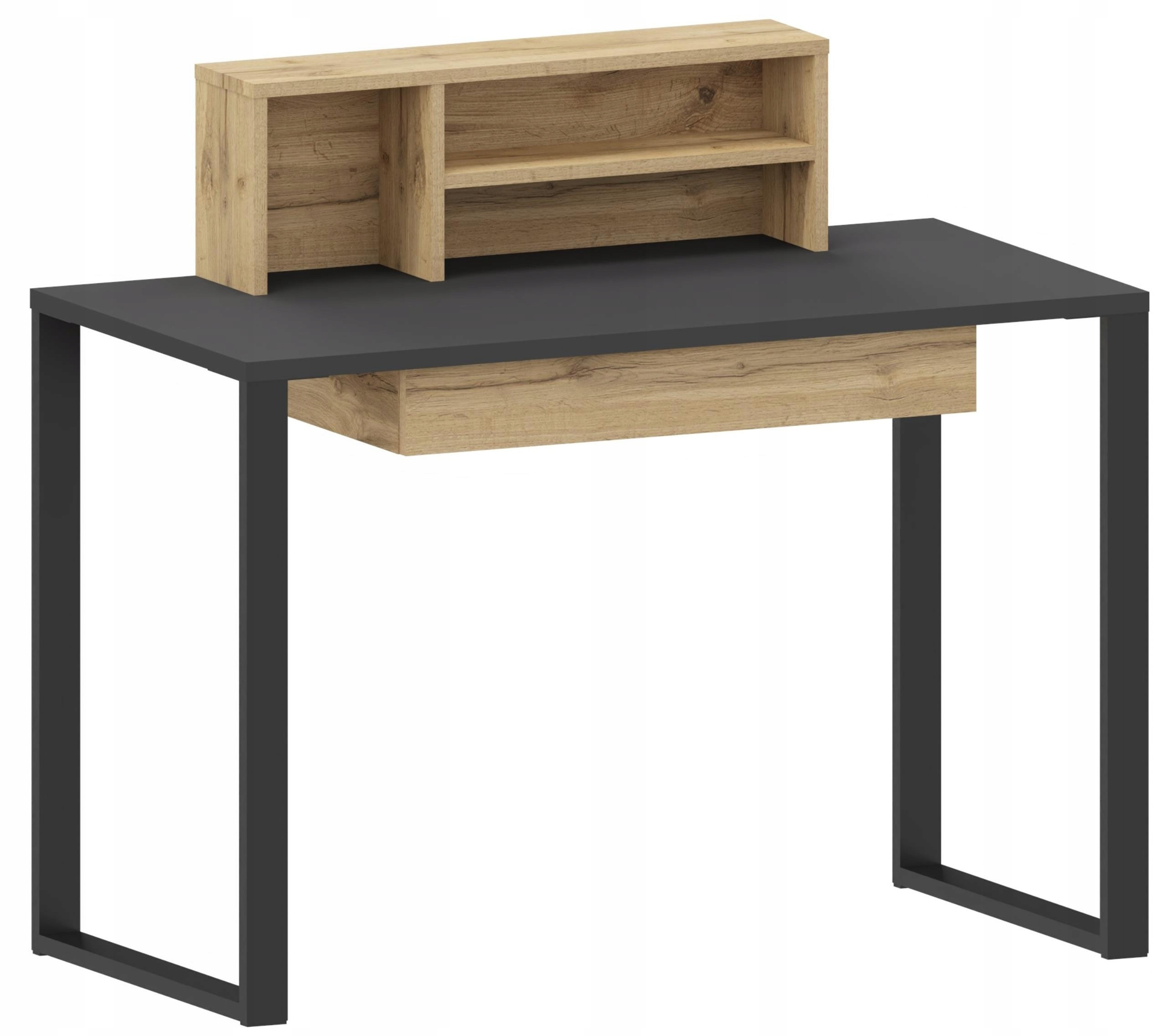 Biurko UNDIO dąb artisan-czarny z szufladą i półką UFC