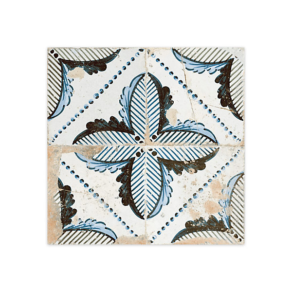 Carrelage Vintage effet Carreau ciment Bleu Thera 45x45x0,95 cm Orlena - Sol et mur intérieur (vendu par carton de 1 m²) - RO'MA C
