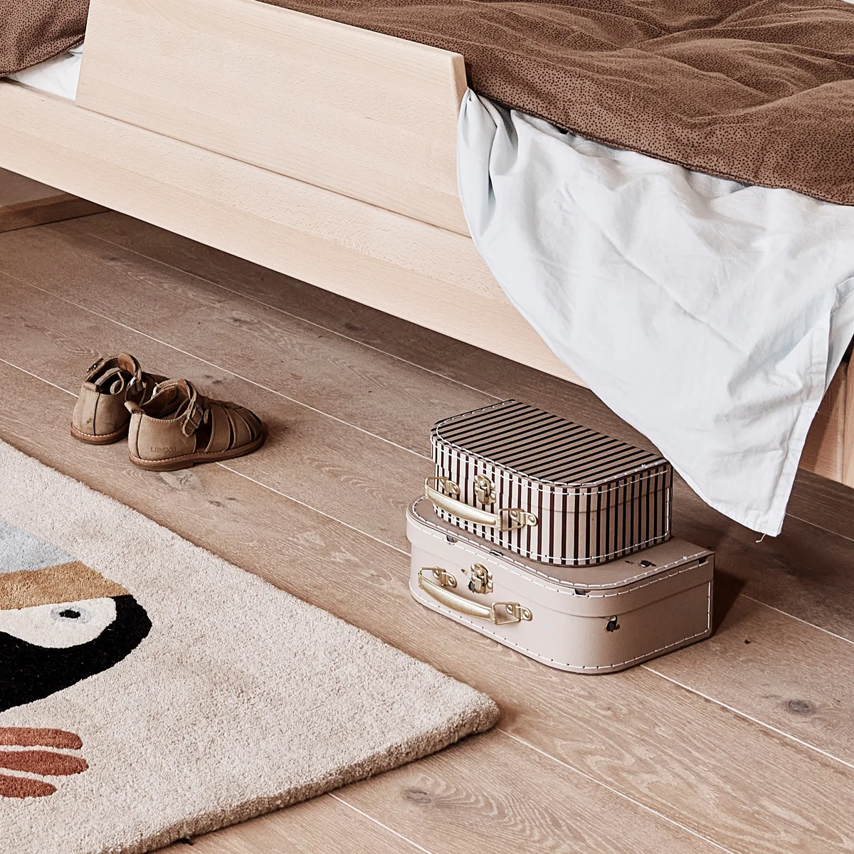OYOY Mini - Toucan & Stripe Mini-Koffer, beige (2er-Set)