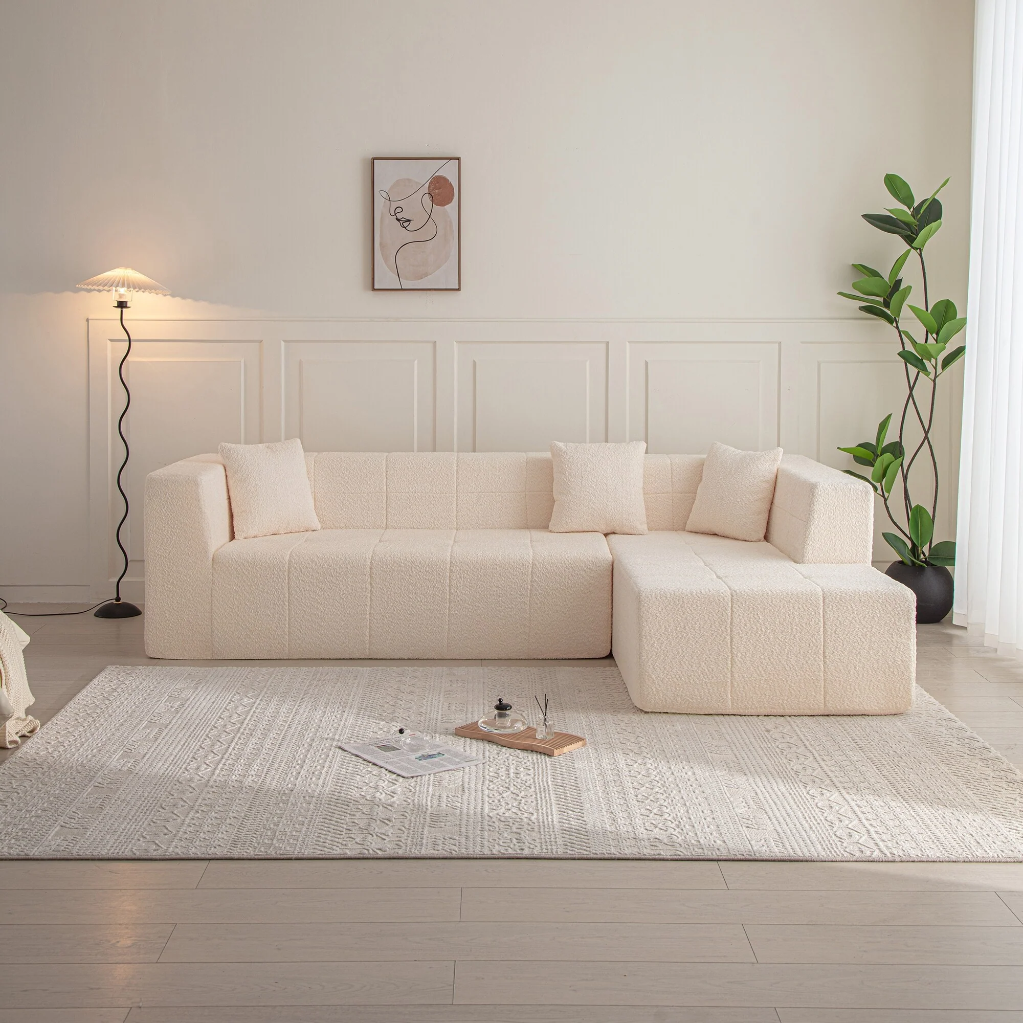 L-Shaped Modular Deep Seat Cloud Sofa Floor Sectional Couch