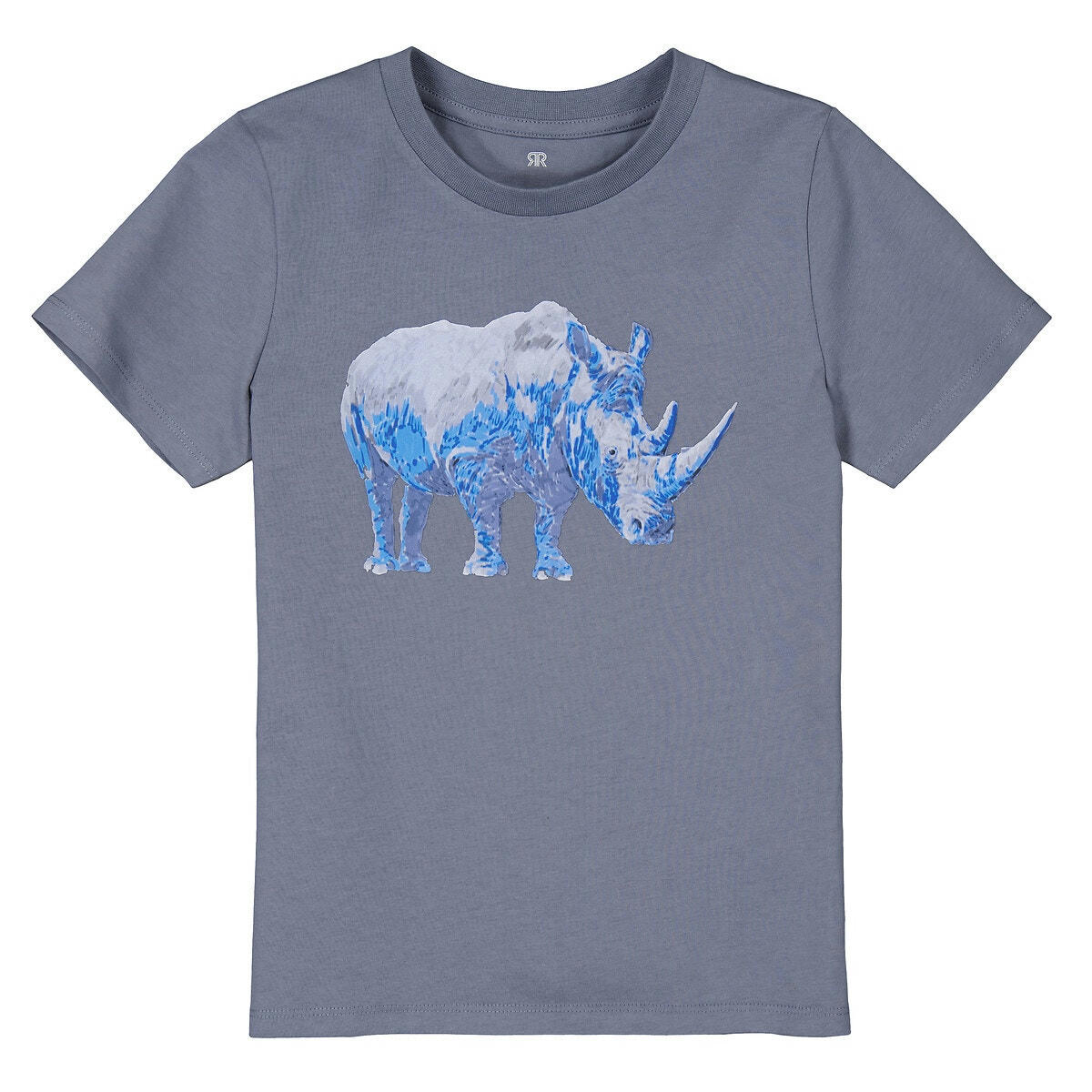 T-shirt col rond, motif rhinocéros