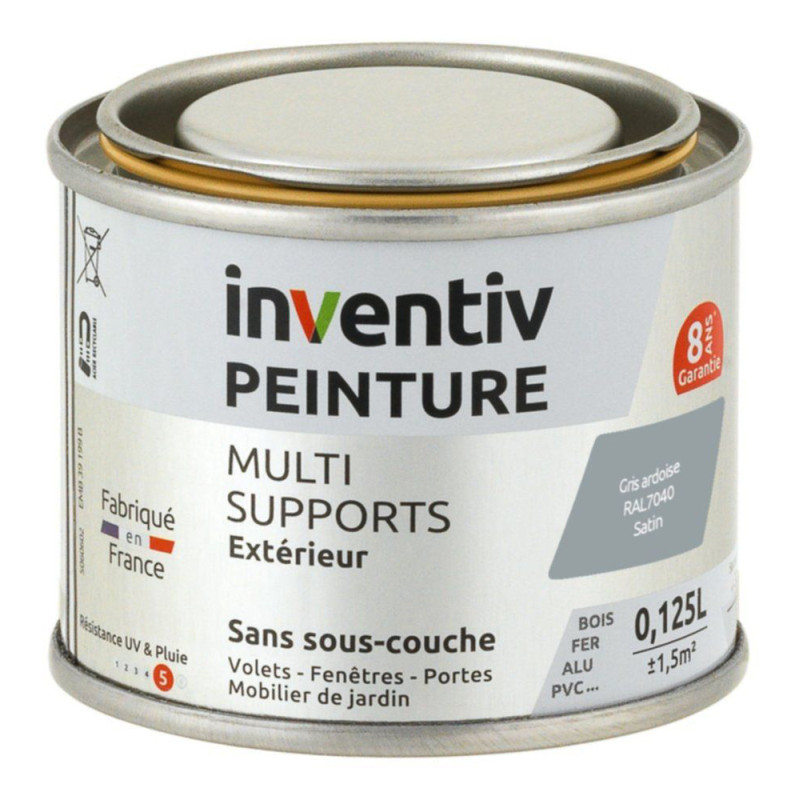 Peinture multi-supports gris ardoise satiné 0,125 L INVENTIV