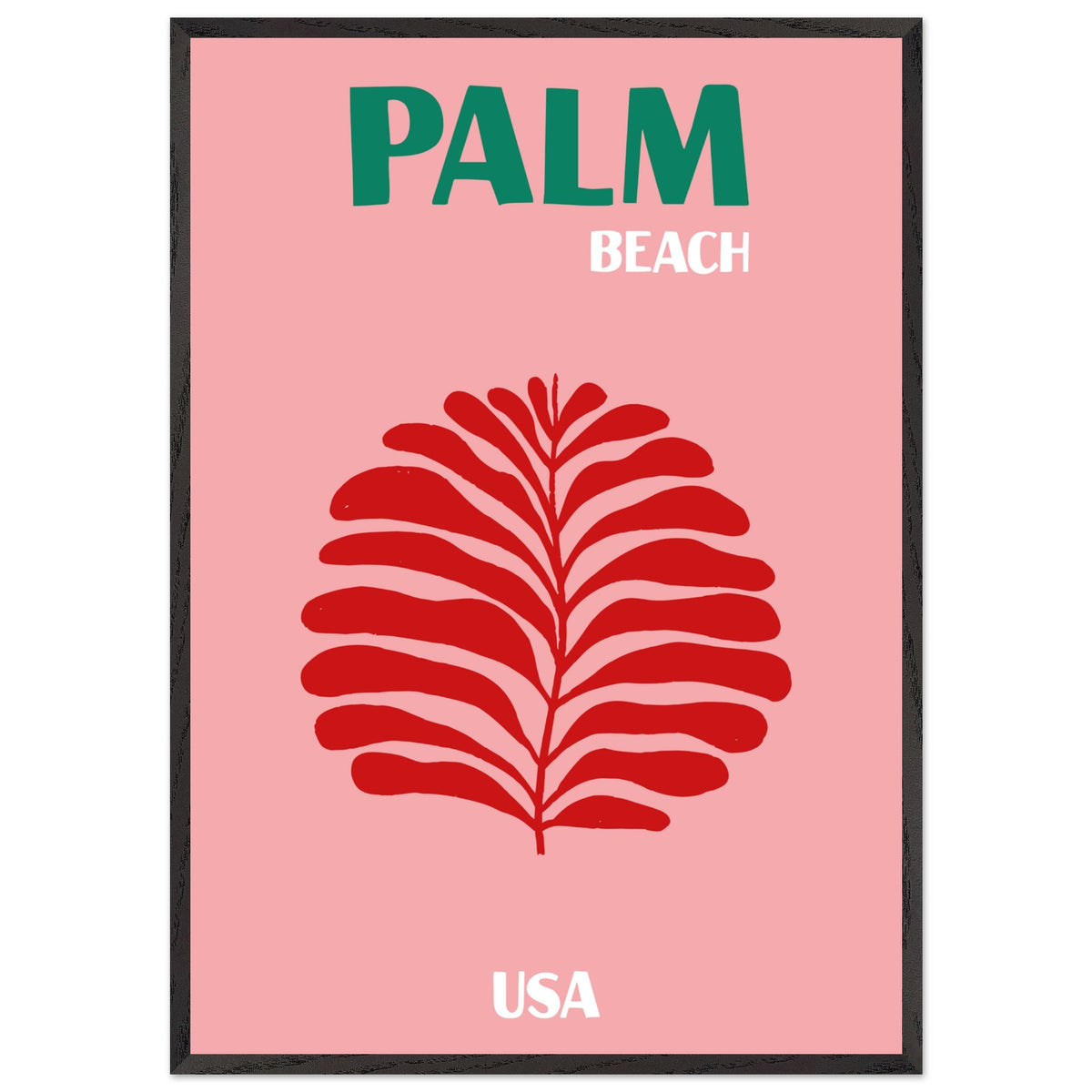 Artfulprints Poster met Lijst USA - Palm Beach  - 70x100 cm - Roze