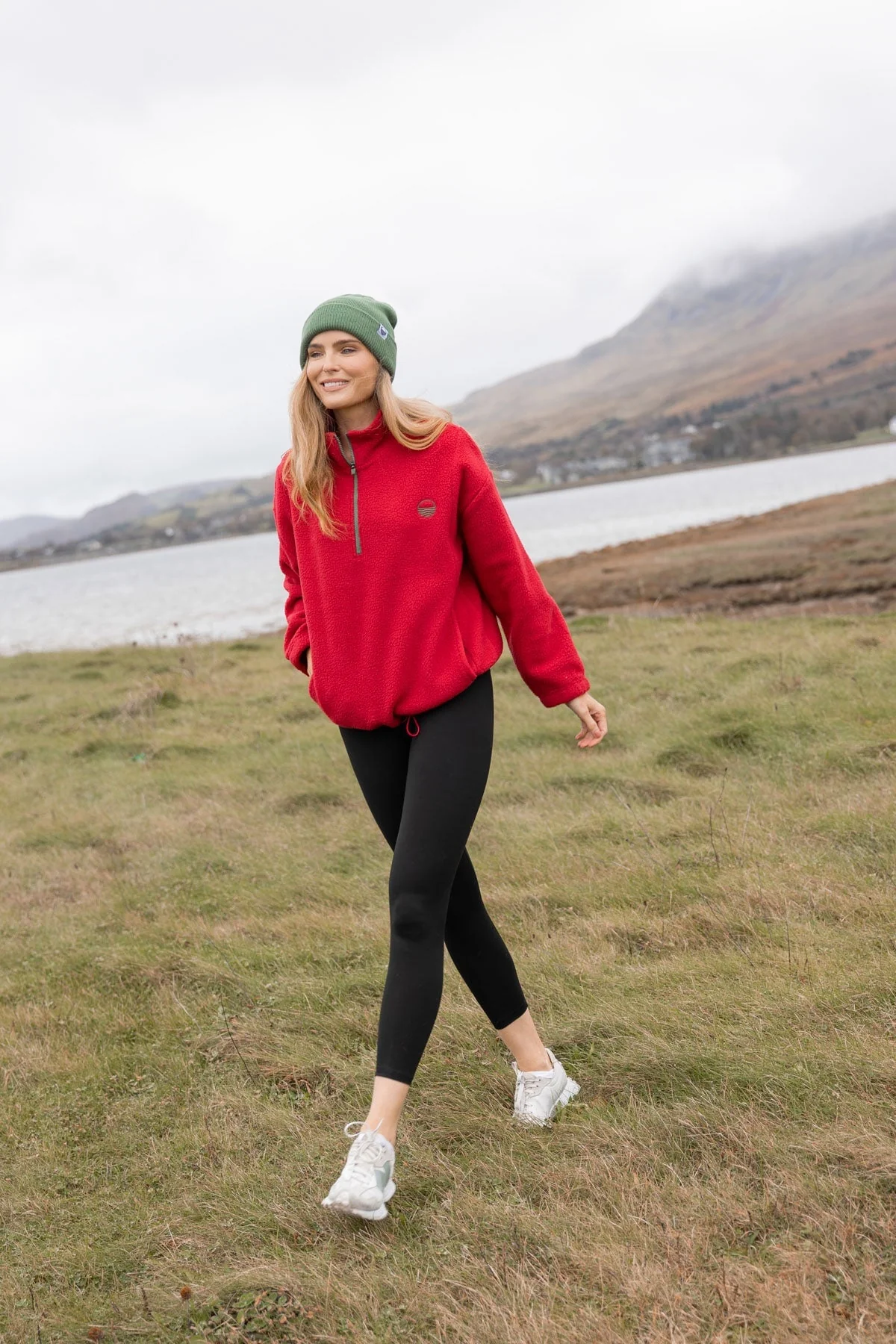 Red Teddy Fleece With Contrast Zip