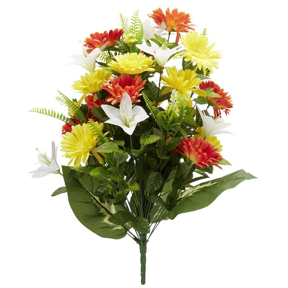 Piquet tournesol chrysanthème H68 jaune orange -Fleur artificielle