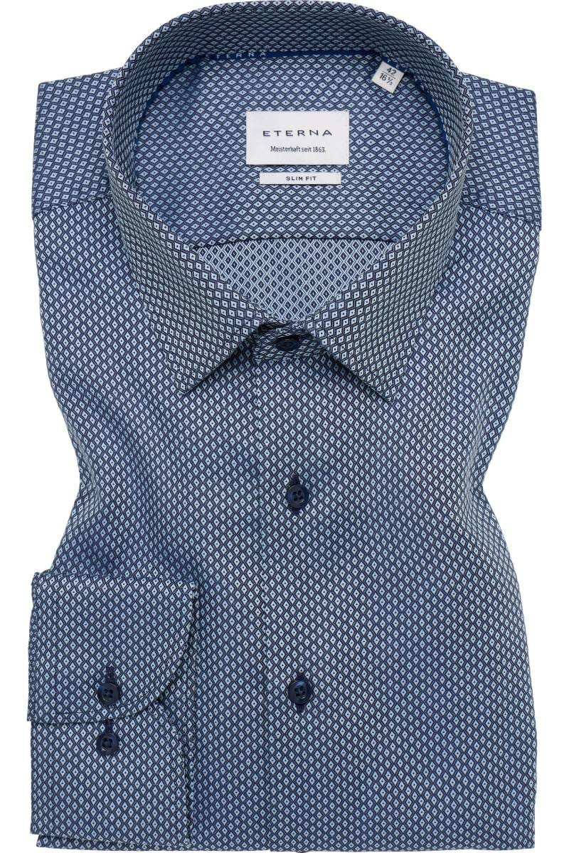 ETERNA Slim Fit Hemd dunkelblau, Strukturiert (extra langer Arm)