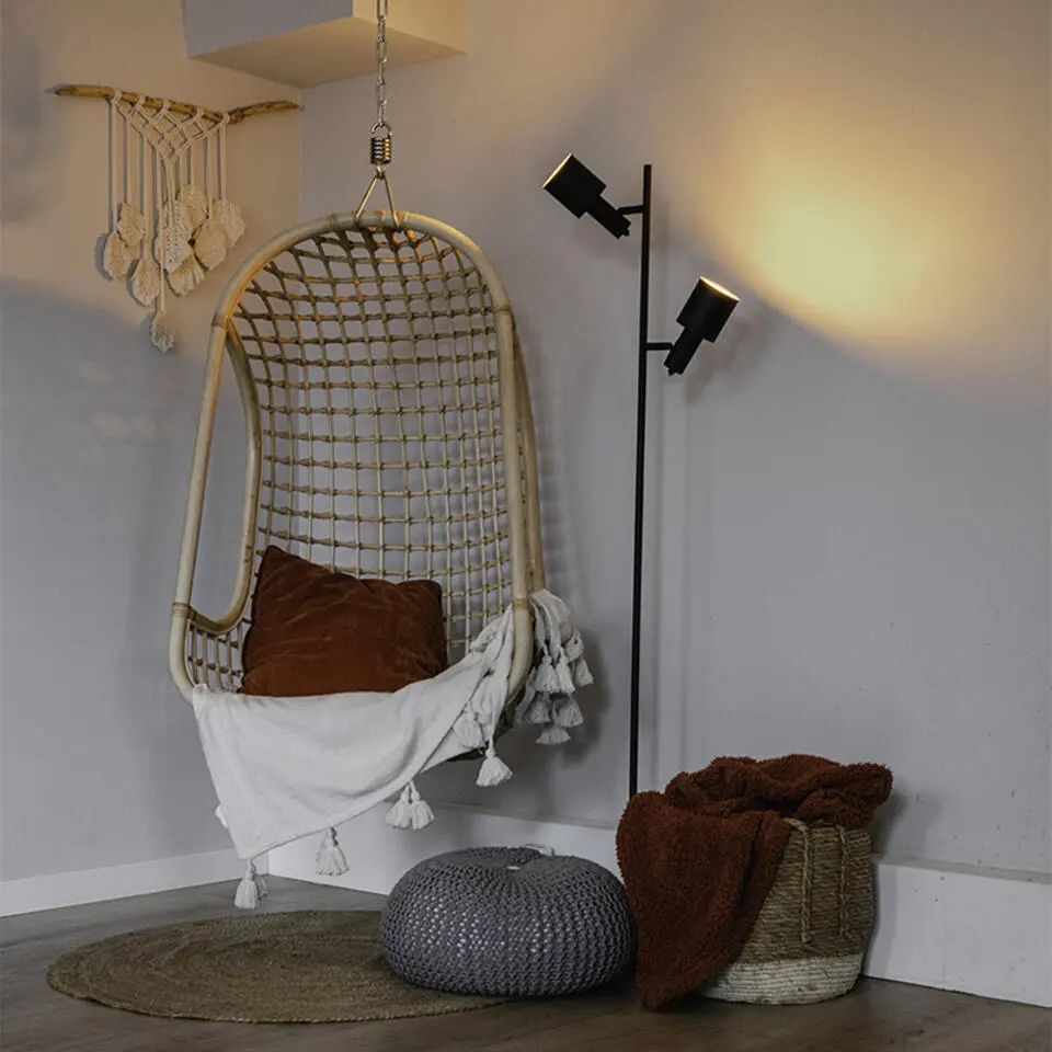 Qazqa vloerlamp stijn zwart e27