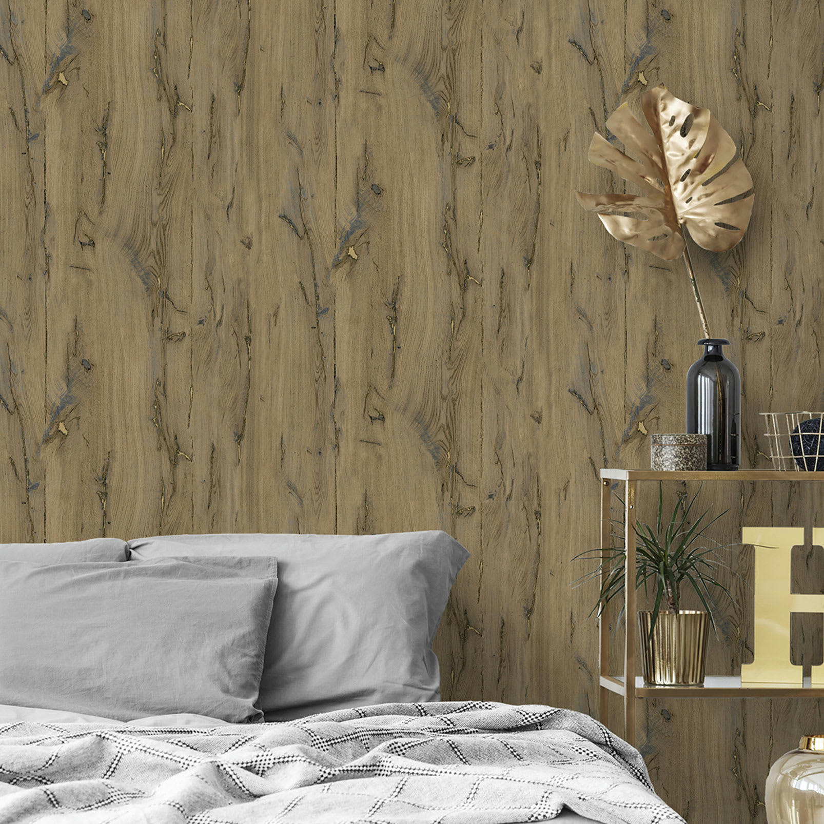 - Papier peint trompe œil Mur de bois 0,53x10 mètrescm