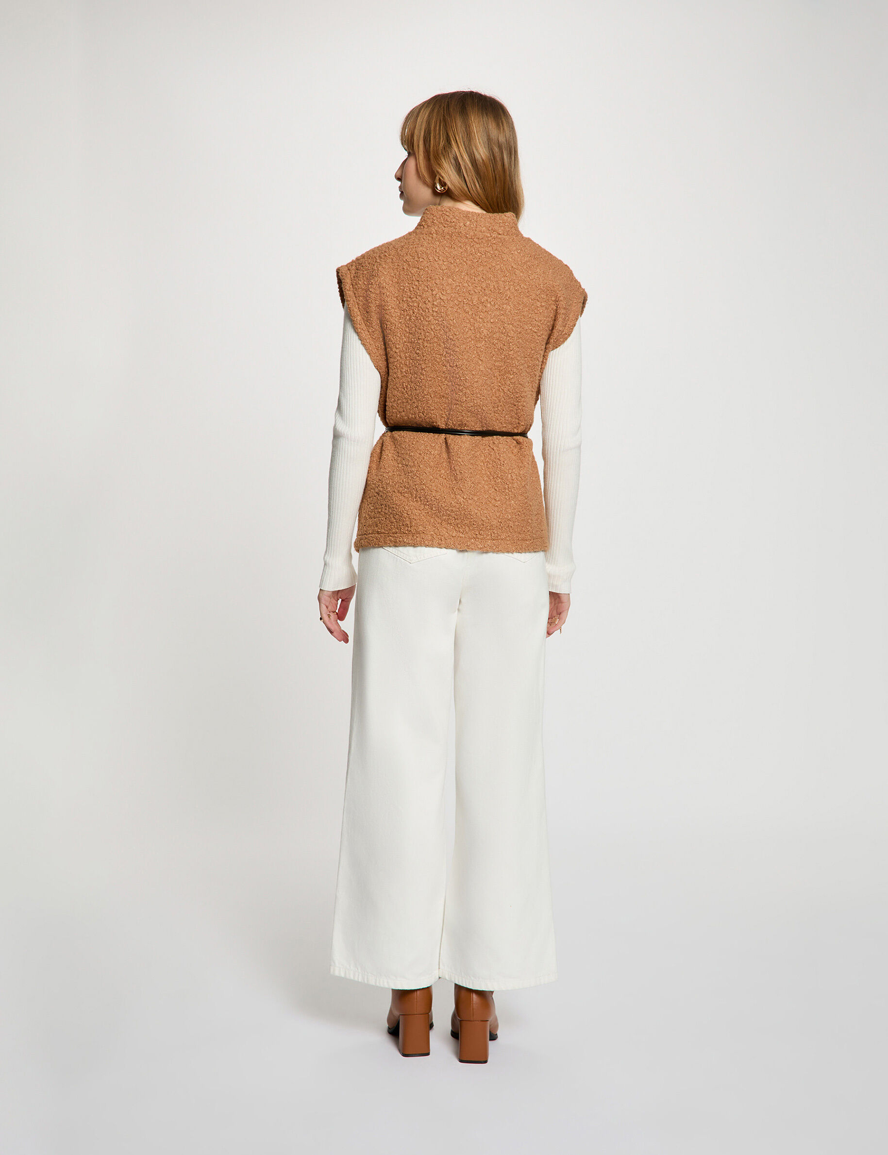 Sleeveless Jacket Camel Women