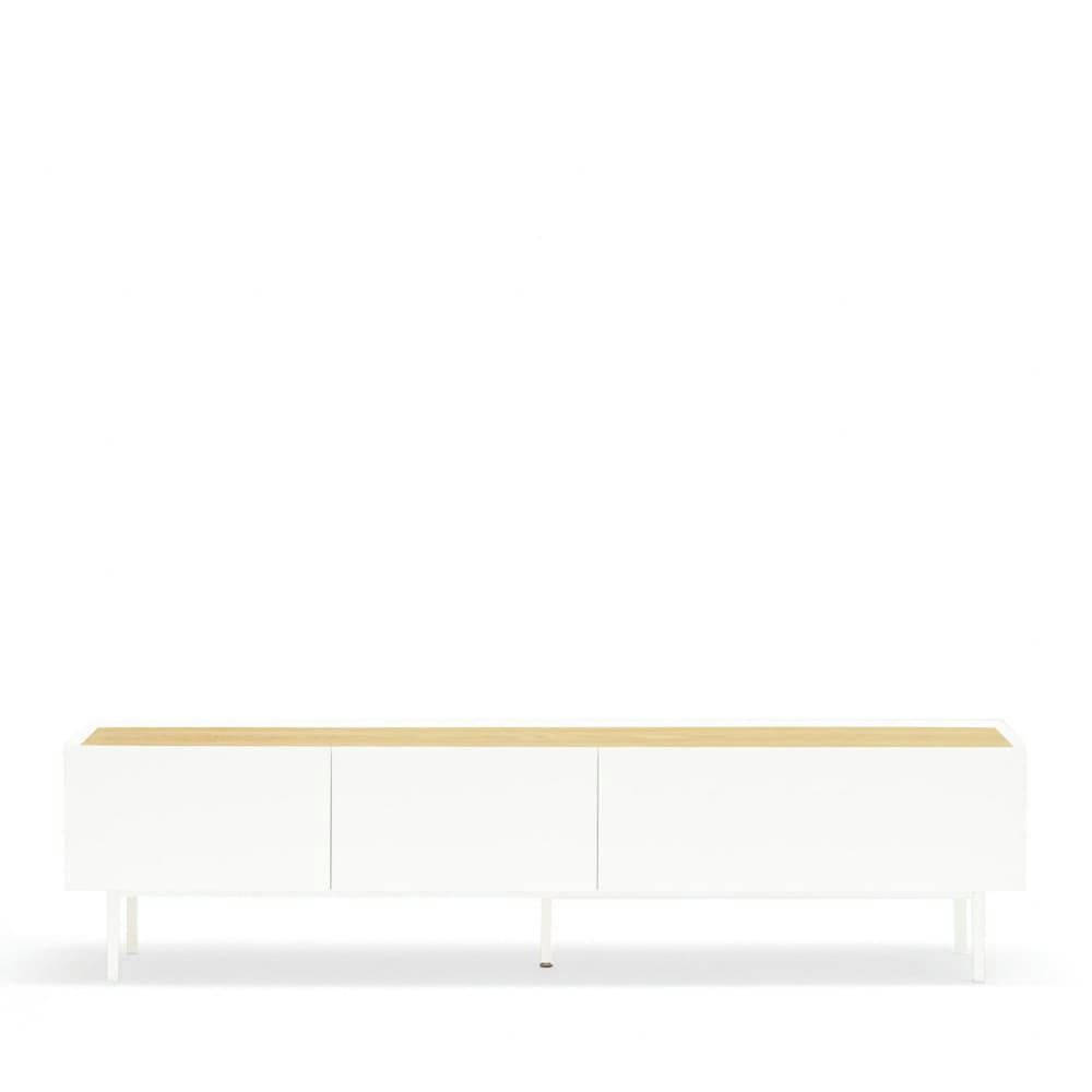 ARISTA - Meuble TV en bois 1 porte 2 tiroirs L180cm blanc