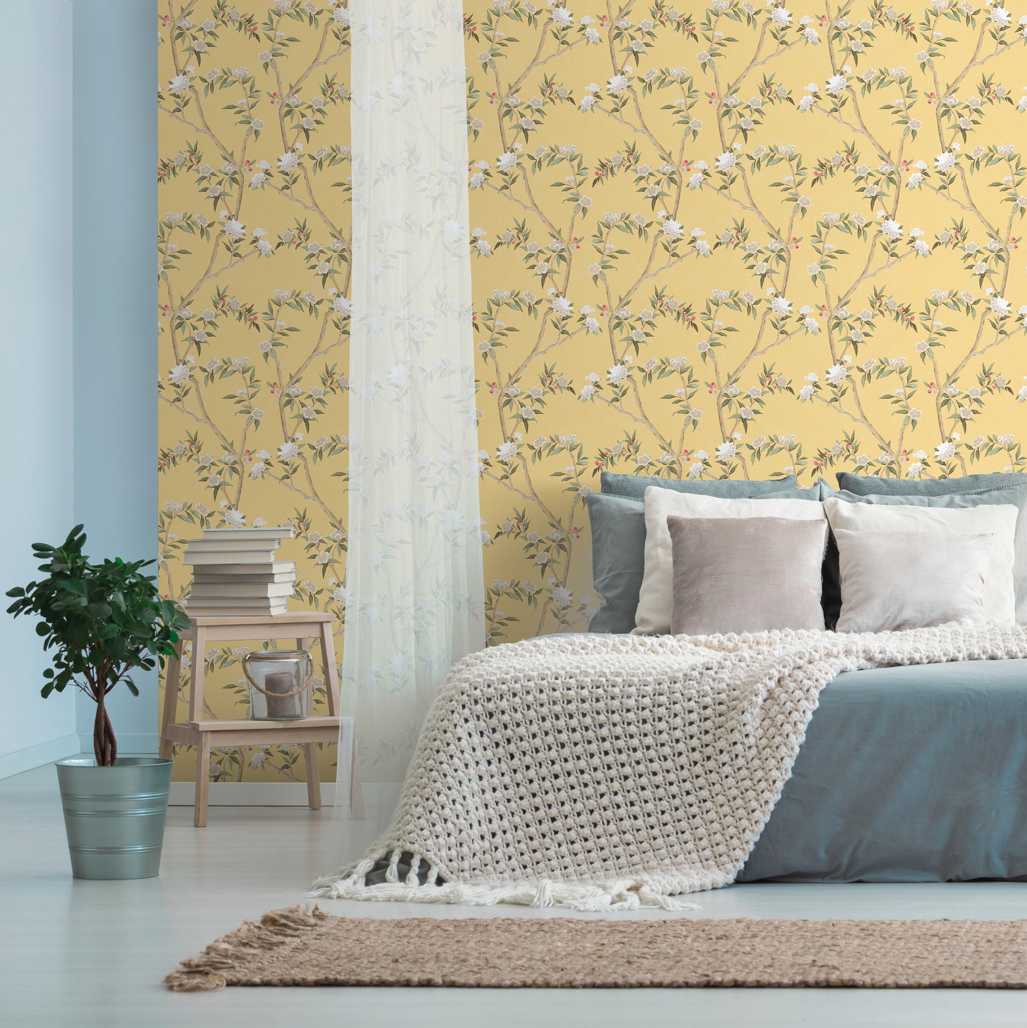 Sanders & Sanders behang bloemen geel en groen - 53 cm x 10 m - 640164