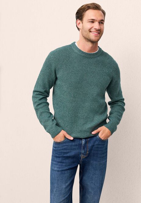 Mens Teal Ribbed Knit Jumper
