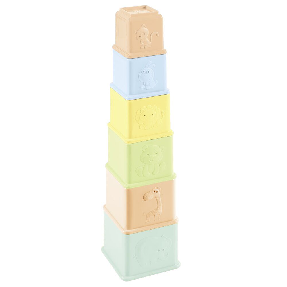 Cube à empiler pyramide carrée plastique multicolore