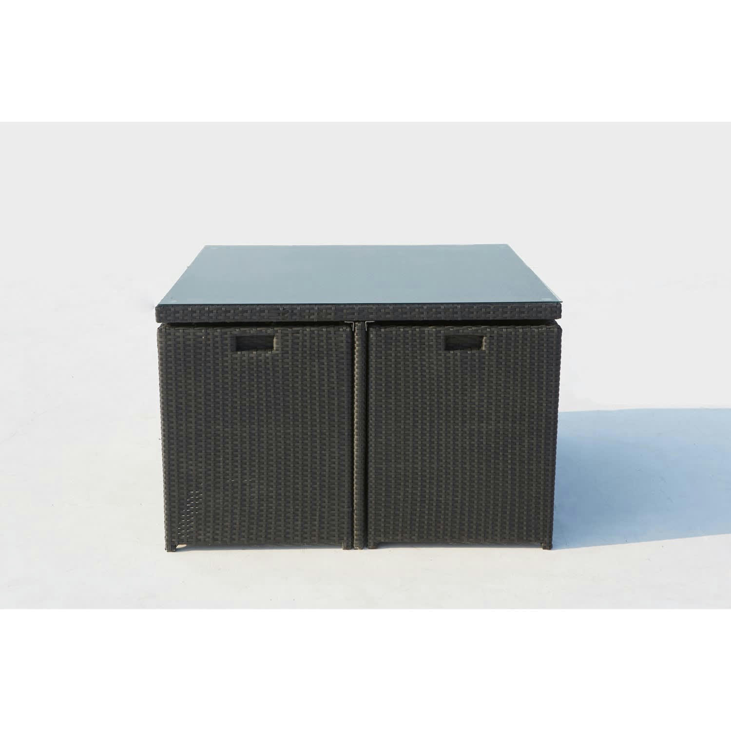 MONACO - Table et chaises 8 places encastrables en résine noir/gris