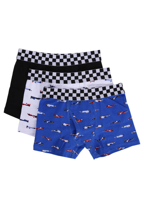 Younger Boys 3pk Blue Racing Cars Trunks