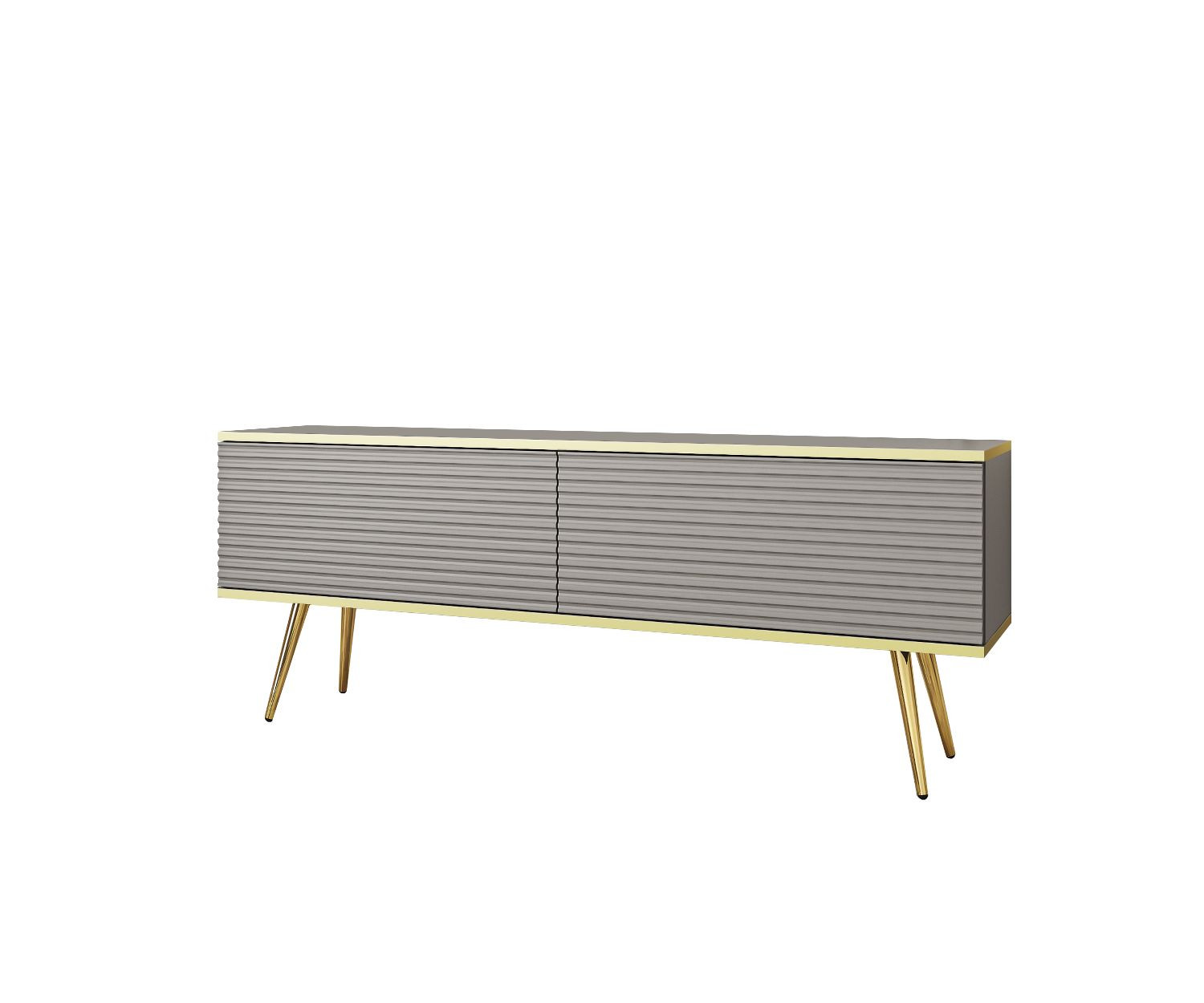 Szafka RTV ORO MDF 135 szary   złoto z złotymi nóżkami