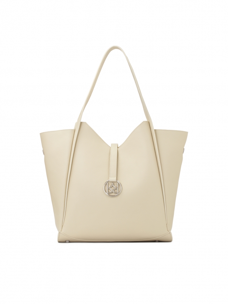 Large cream shoulder bag with removable pouch