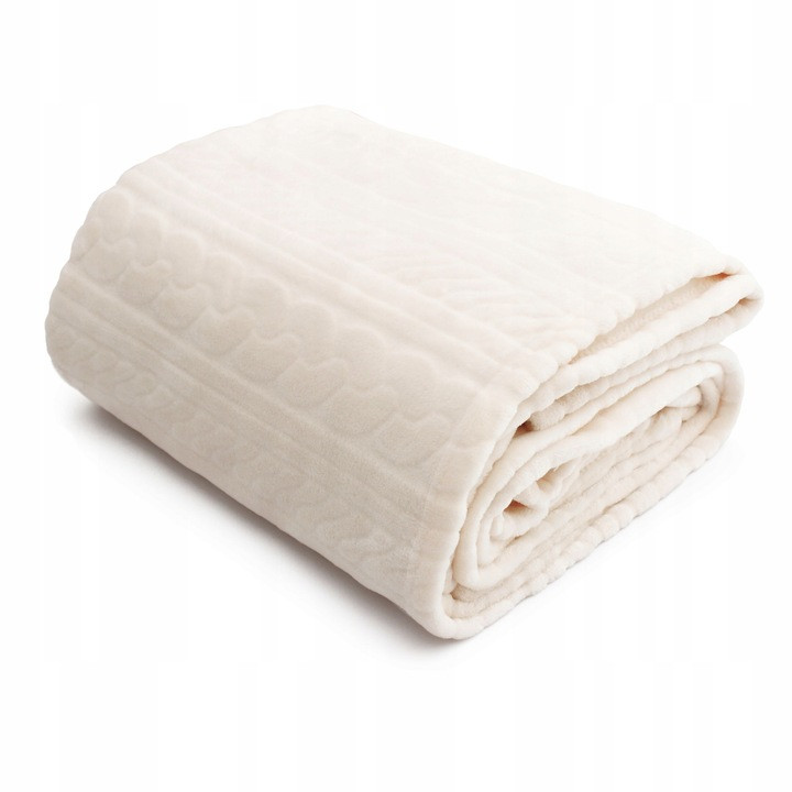 Koc Narzuta Na Łóżko Miękki 130x160 Cm Luxury Wool Mikroflanela - Kremowy