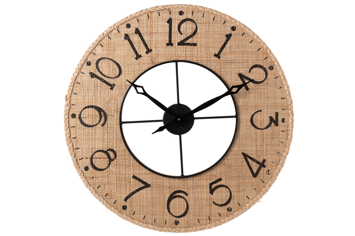 J-Line klok Sodi - hout - naturel/zwart - Ø 60 cm