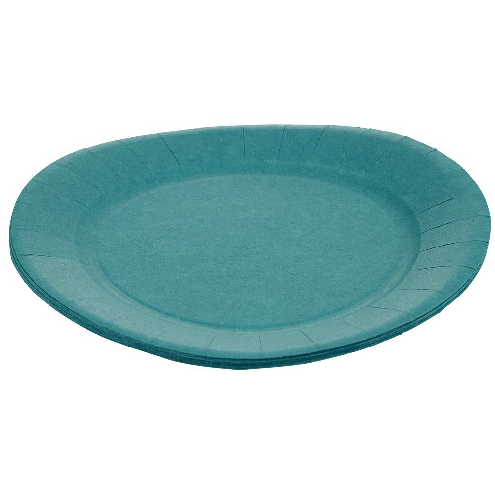 Lot de 10 assiettes en carton bleu canard Ø23 cm