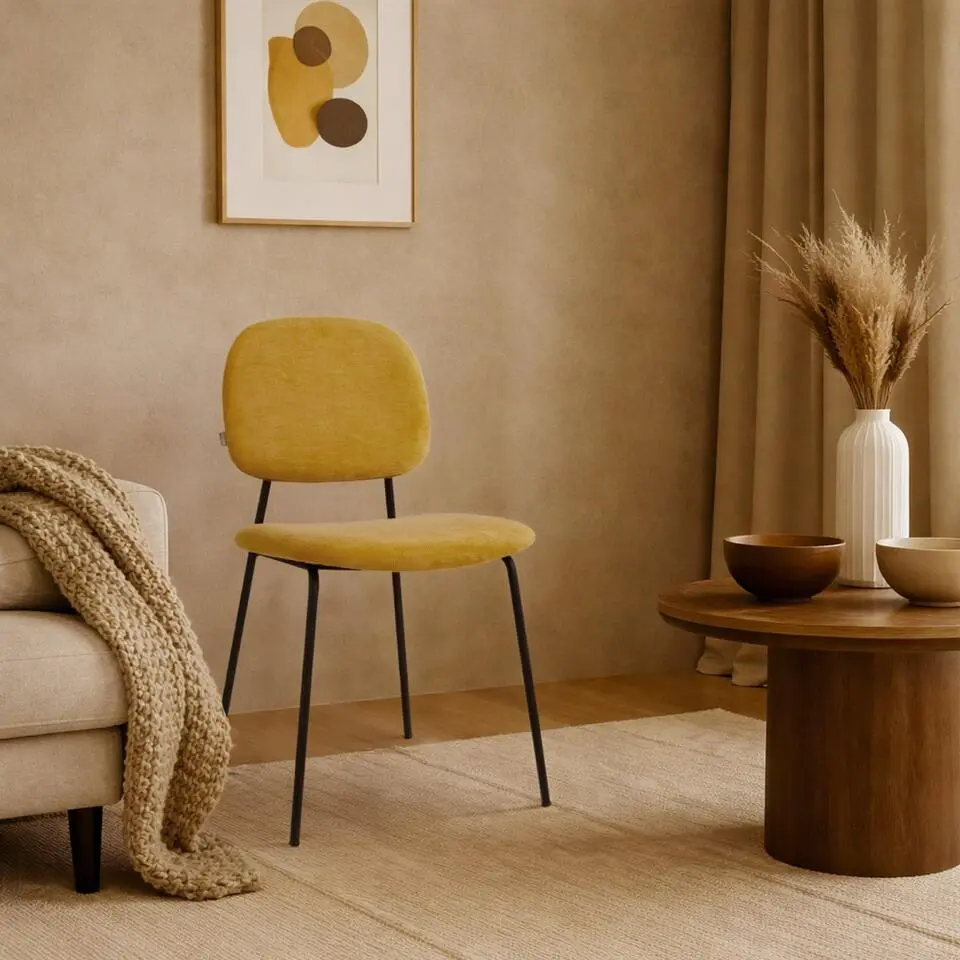 Nolon Jasmijn Eetkamerstoel Warm Oker - Zwart