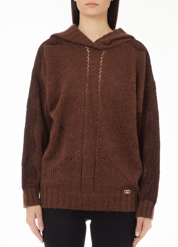 Maglia in misto lana con cappuccio
