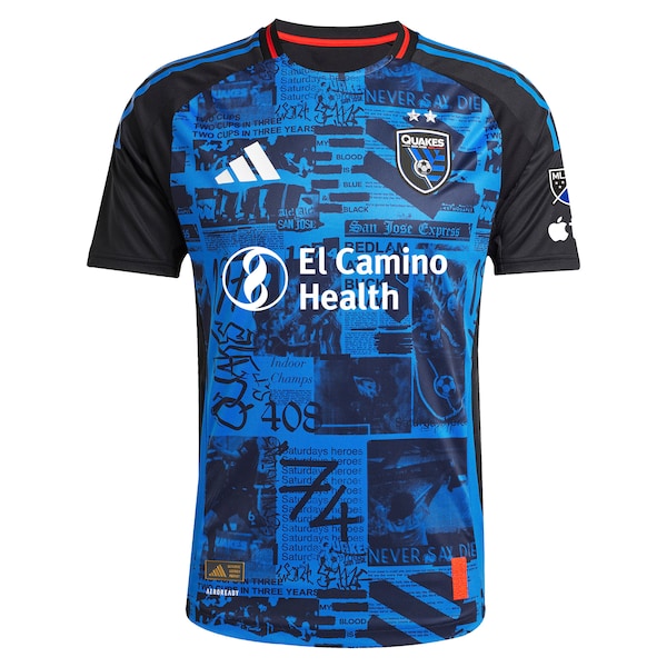 San Jose Earthquakes adidas 2025 Headliner Authentic Custom Jersey - Black