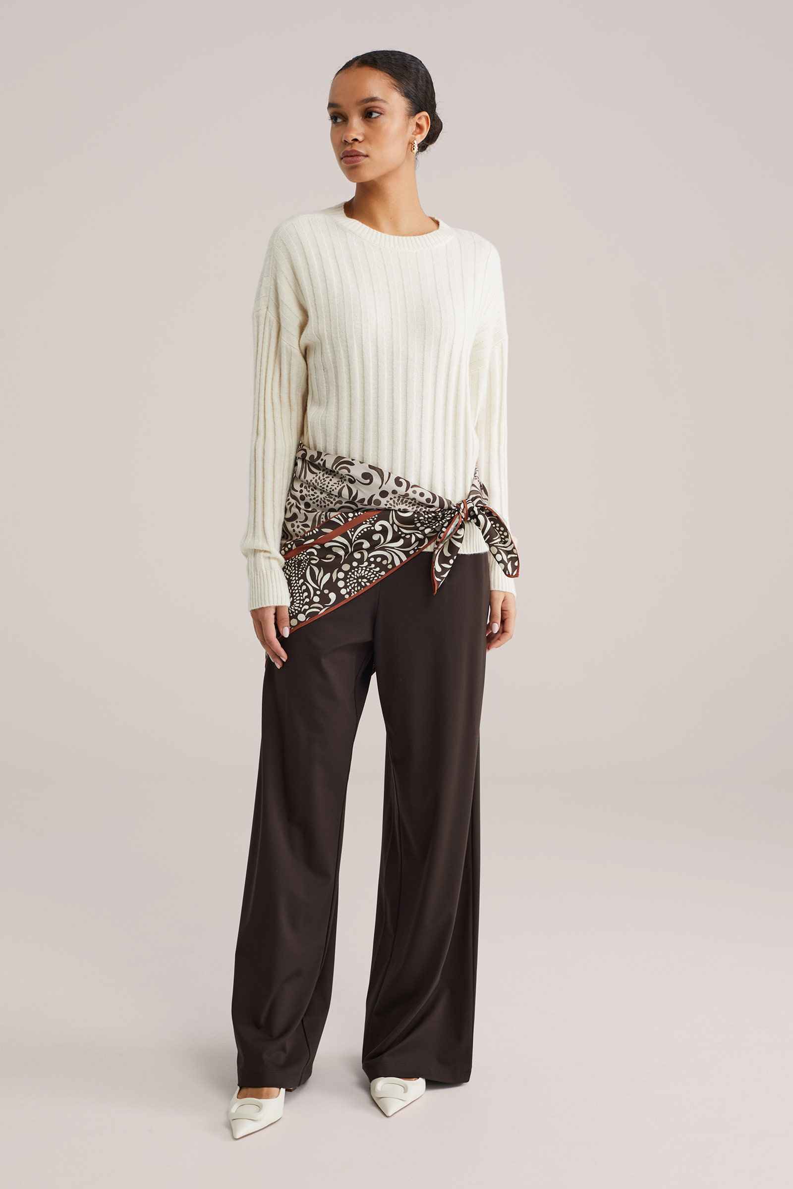 Dames straight leg jersey pantalon met stretch