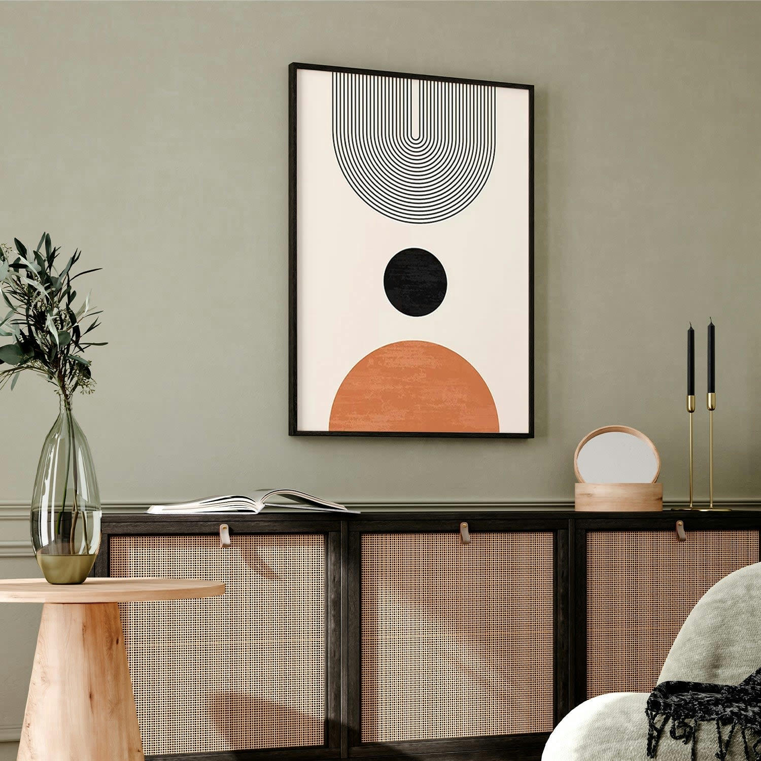 MINIMALISMO - Affiche avec cadre noir -  géométrie abstraite - 50x70