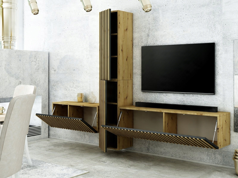 Mebloscianka Loft Z Lamelami Zestaw Trend-16 Dab Artisan