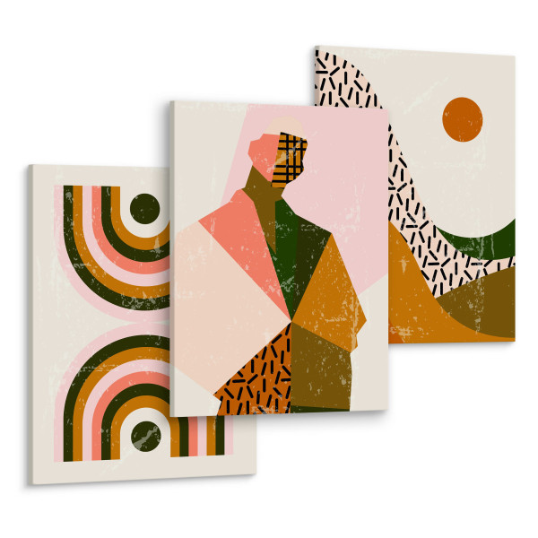 OBRAZY SET STYL BOHO ABSTRAKCJA PORTRET MINIMALIZM 90x40cm