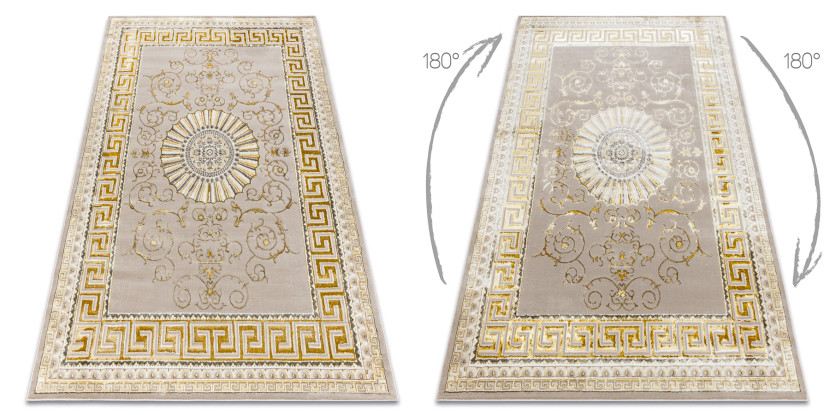 Dywan BLISS Z160AZ147 ciemny beż / złoty - Ramka, grecki 120x170 cm