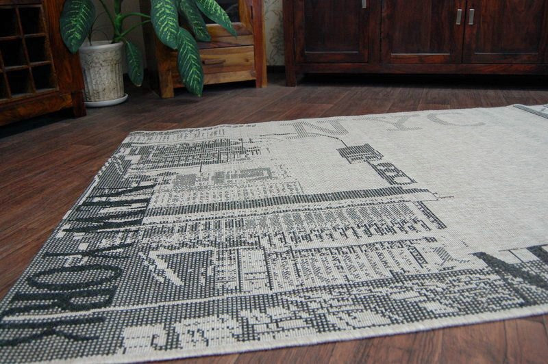 DYWAN SZNURKOWY SIZAL FLOORLUX 20237 srebrny / czarny 240x330 cm