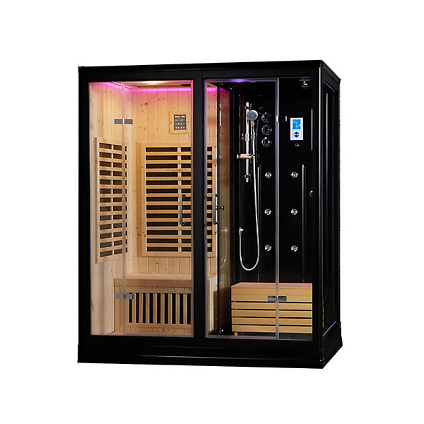 Combi Sauna Infrarouge Douche Hammam Boreal IR-H 180G BLACK - gauche