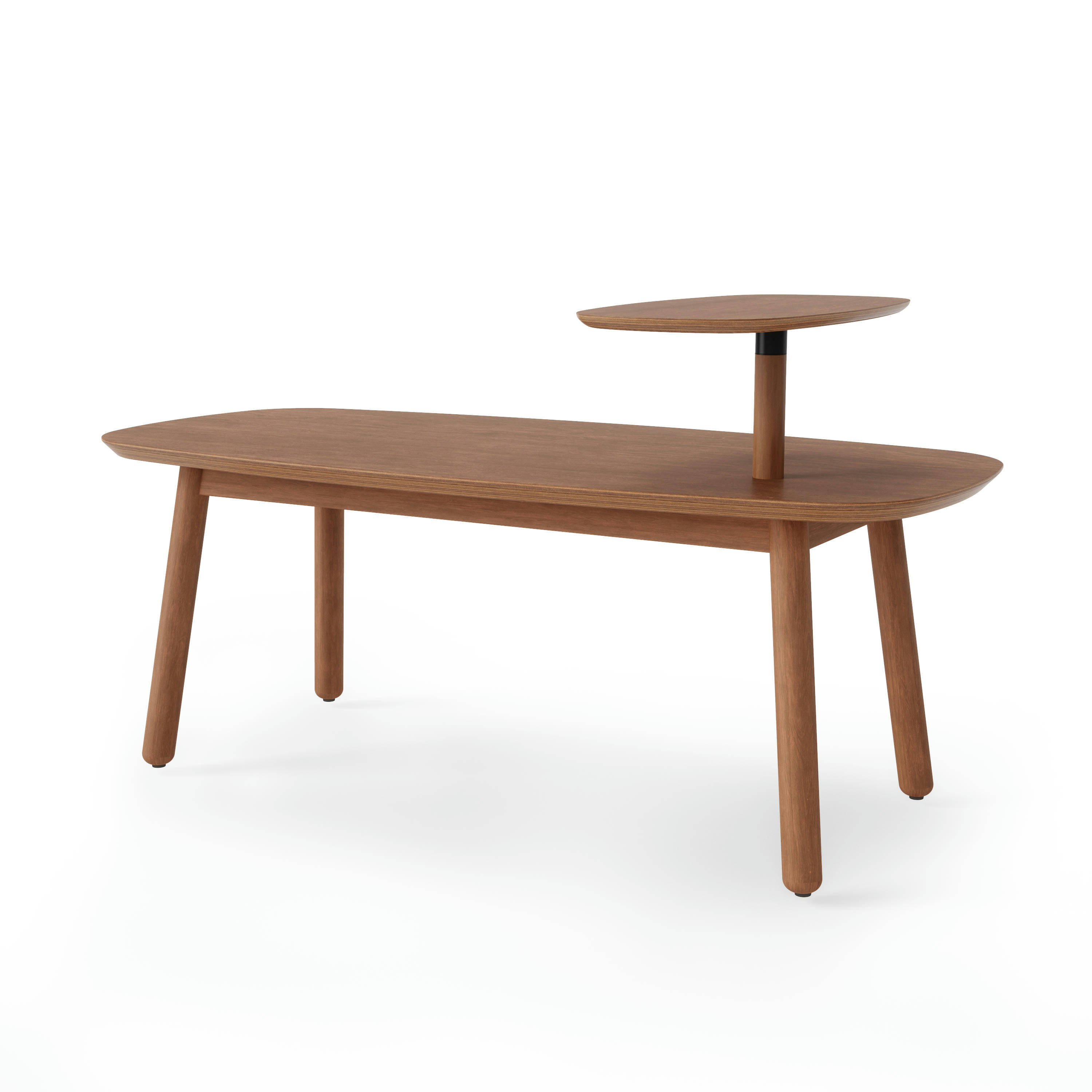 SWIVO - Table basse avec tablette surélevée couleur noyer L120cm