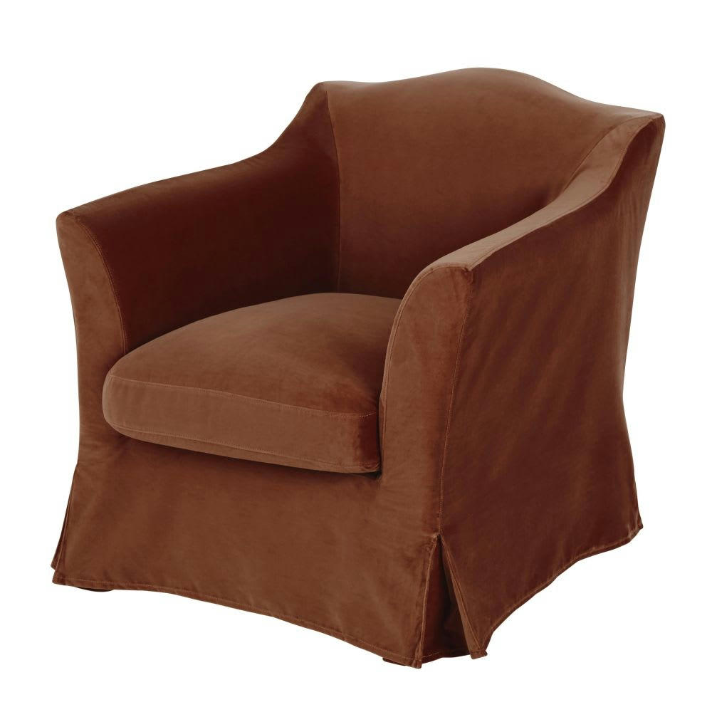 Anaelle - Fauteuil en velours terracotta