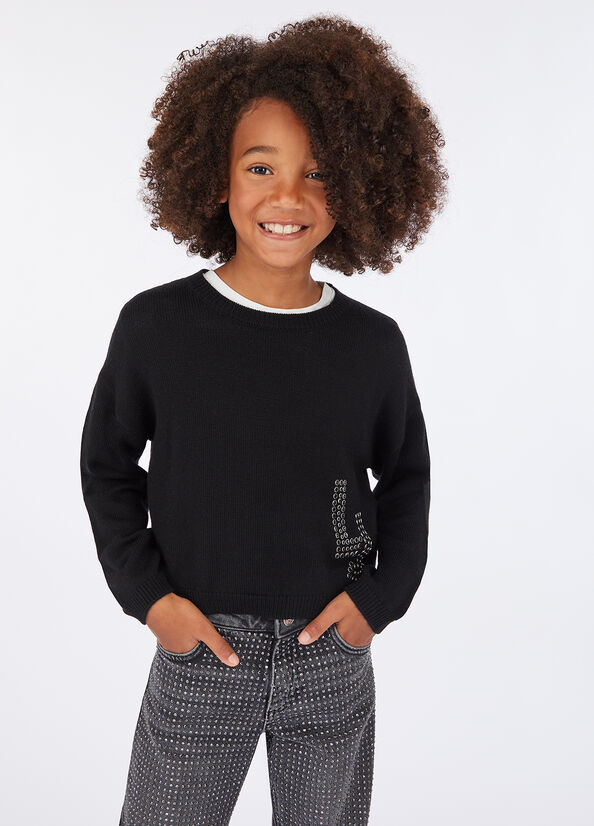 Maglia in lana con logo e strass