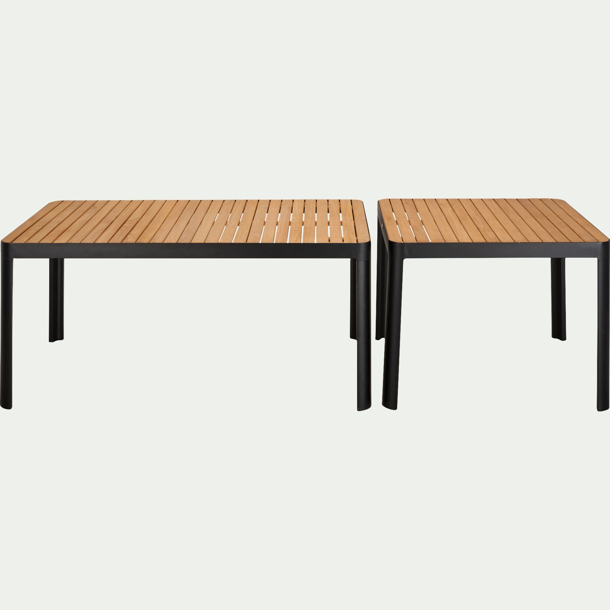 TASTA - Table de repas jardin en aluminium et teck - bois clair (6 places)