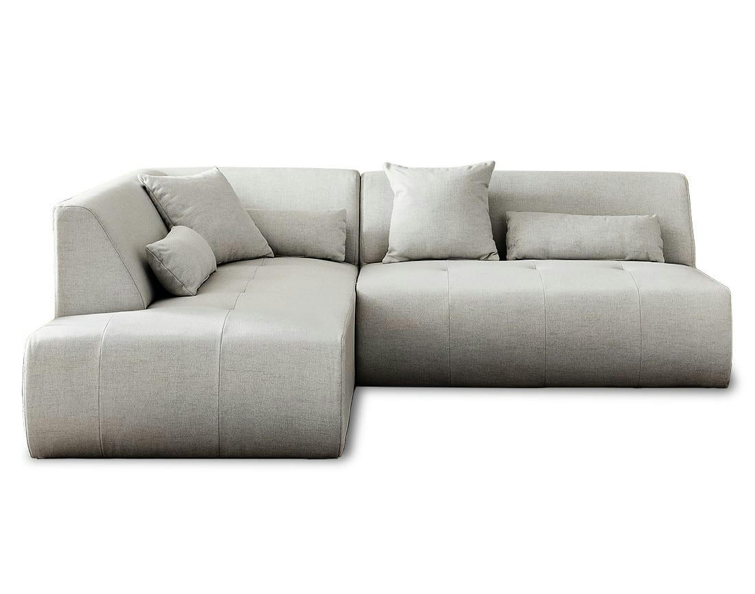 ONYX - Canapé modulable 5 places angle gauche en tissu gris clair